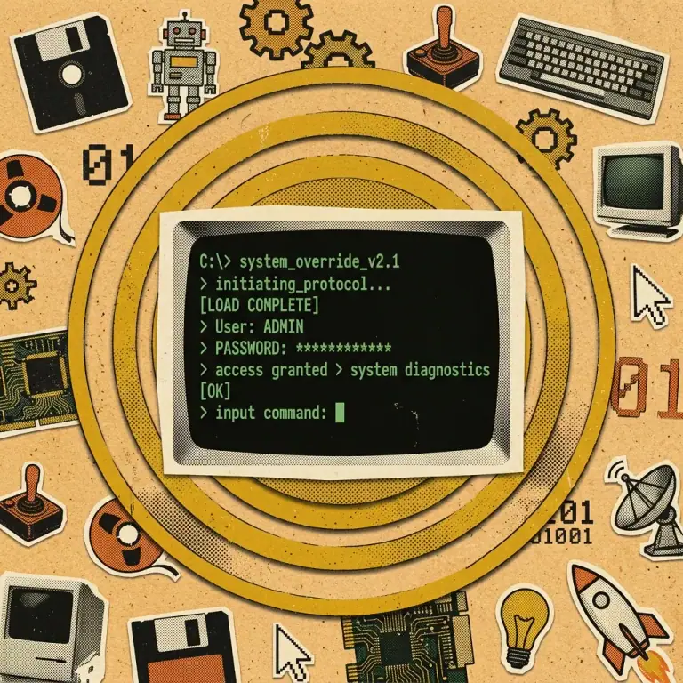 Vintage editorial halftone collage depicting Cloudflare edge workers executing programmatic Code Mode MCP scripts on a soft terracotta background
